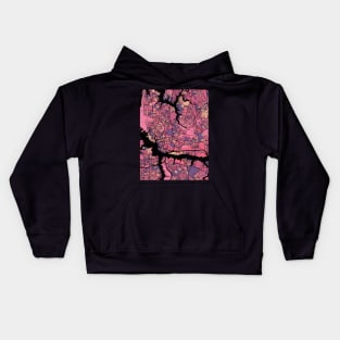 Norfolk Map Pattern in Purple & Pink Kids Hoodie